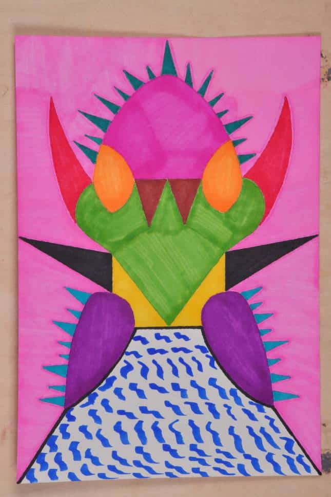 Chen Baogui: Thorny Mask, marker pen on paper, 38x53cm